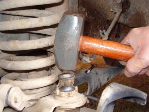 1983 Ford Bronco - Flip the upper BJ nut and set it flush with the stud. This not only prevents the stud from mushrooming, but also prevents the cotter pin ho…