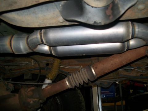 1995 Ford Bronco - Custom muffler made from 2 glass-packs, sounds nice and tough as nails.