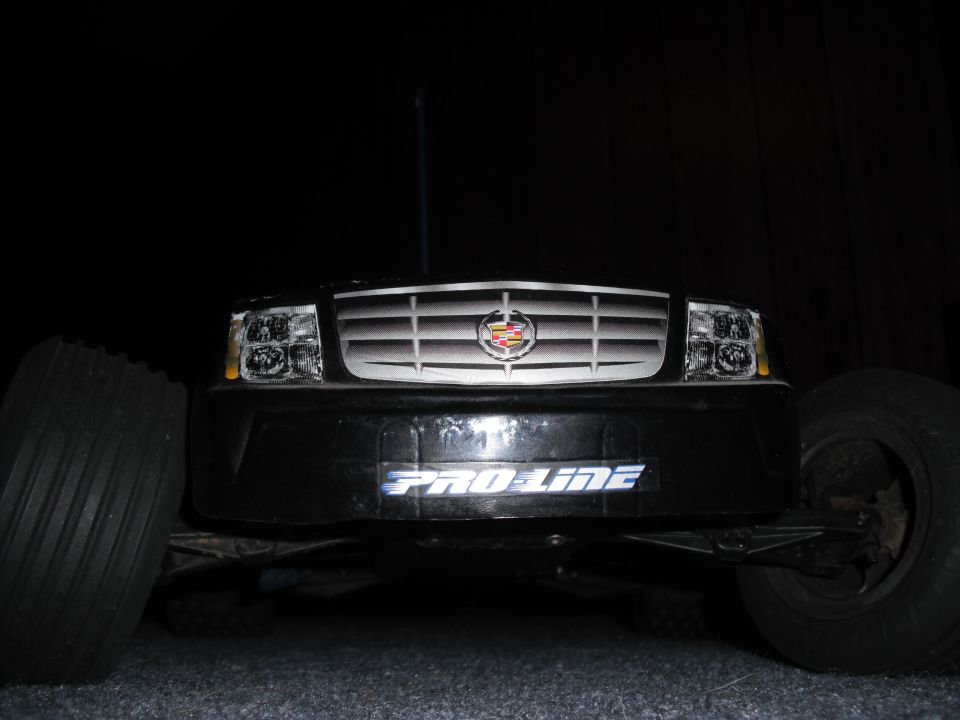 RC car front view with Cadillac grille and 'PRO-LINE' text
