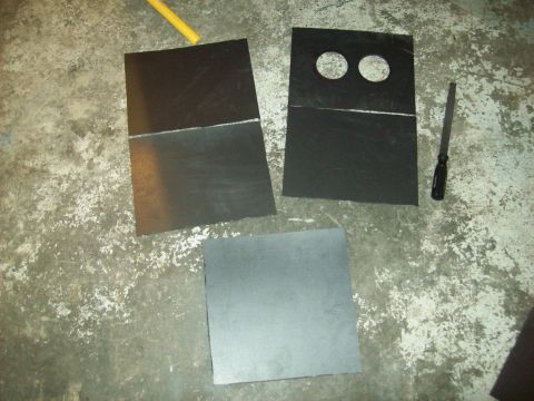 1985 Ford Bronco - Cut metal pieces and tools are laid out on a concrete surface, possibly for a project.
