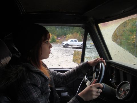 1978 Ford Bronco - Driver's perspective inside a 1978 Ford Bronco, with another truck visible outside.