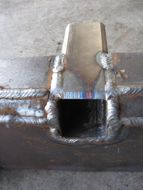 1995 Ford F-150 - Close-up view of a custom-welded metal component, likely a bumper or trailer hitch part.