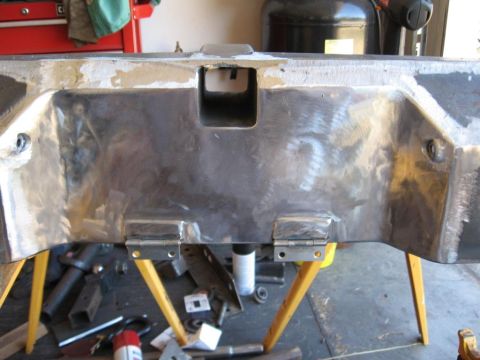 1995 Ford F-150 - Close-up of a metal bumper assembly, showing its construction and support structure.