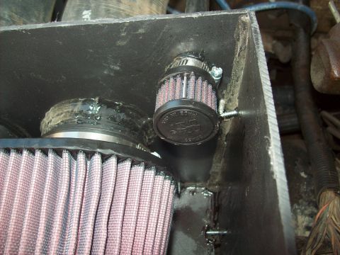 1985 Ford Bronco - Custom air intake system a K&N breather filter and a large conical air filter.