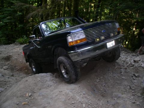 1993 Ford Bronco - This 1993 Ford Bronco navigates a challenging off-road course.