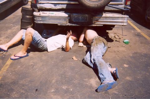 1982 Ford Bronco - me and my friend Sonny tryin to fix my gas tank. im on the left