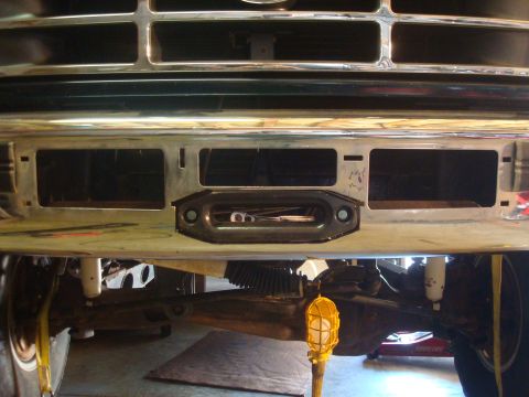 1995 Ford Bronco - Close-up of the front bumper and winch assembly on a 1995 Ford Bronco.