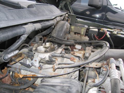 1991 Ford LTD Crown Victoria - The engine bay shows a carburetor and various hoses, with another vehicle partially visible behind it.