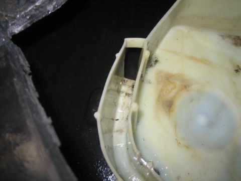 1996 Ford Thunderbird - Plastic fluid reservoir shows staining and dirt; Supermotors.net watermark visible.