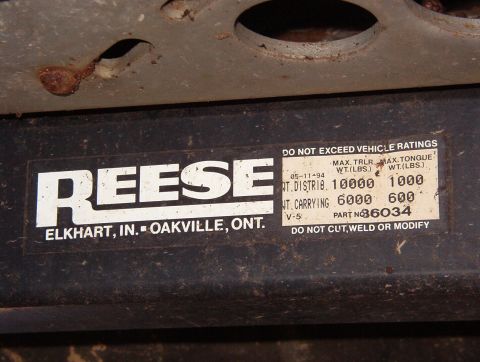 1993 Ford Bronco - Class 3 Hitch Receiver Reese 36034 appears to be the incorrect model for a Bronco