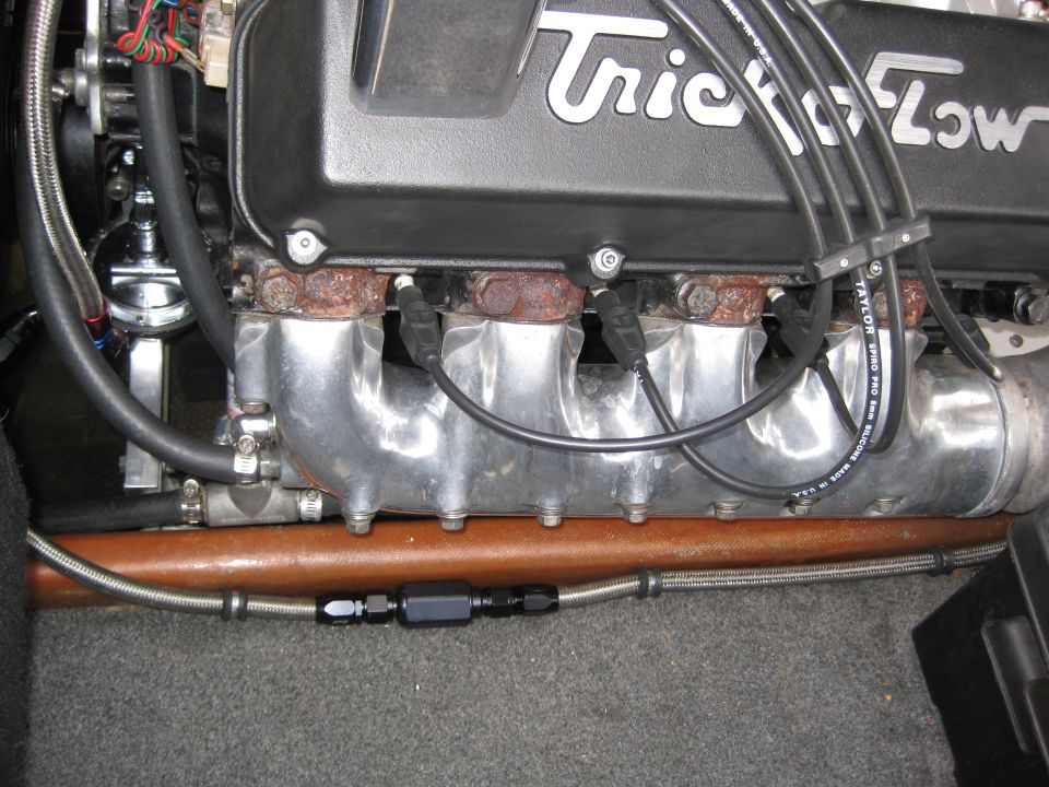 Engine with Trick-n-Flow valve cover and chrome exhaust manifold