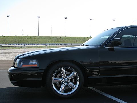 2003 Mercury Marauder - A black 2003 Mercury Marauder is seen from the front quarter panel at Kentucky Speedway.
