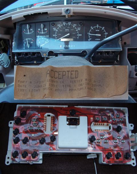 1993 Ford Bronco - There were a couple of burned bulbs, so I pulled the cluster, repaired the bezel, & did a few mods.