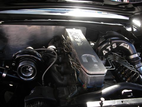 1998 Ford Crown Victoria - Close-up view of a modified engine twin turbochargers and an AFE intake manifold.