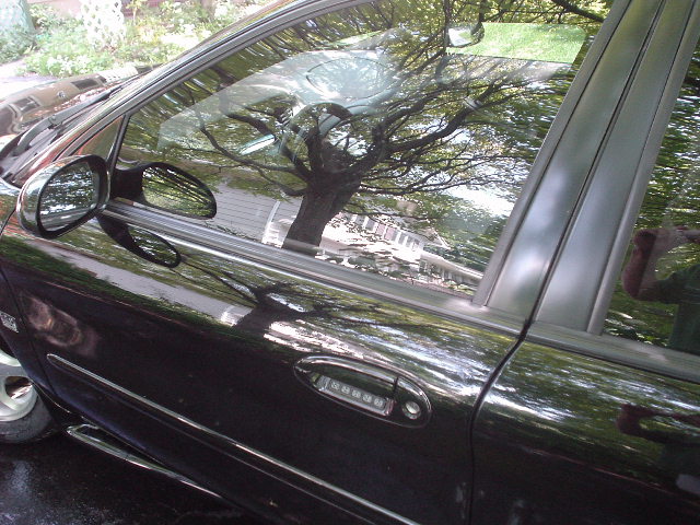 Close up of drivers window.
