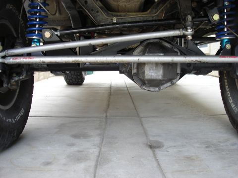 1997 Ford Ranger - Close-up of a vehicle's rear axle and suspension system, showing aftermarket parts.