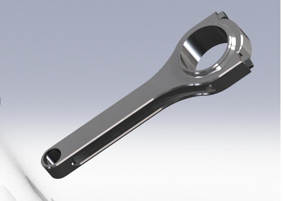 3D rendering of a metal engine connecting rod