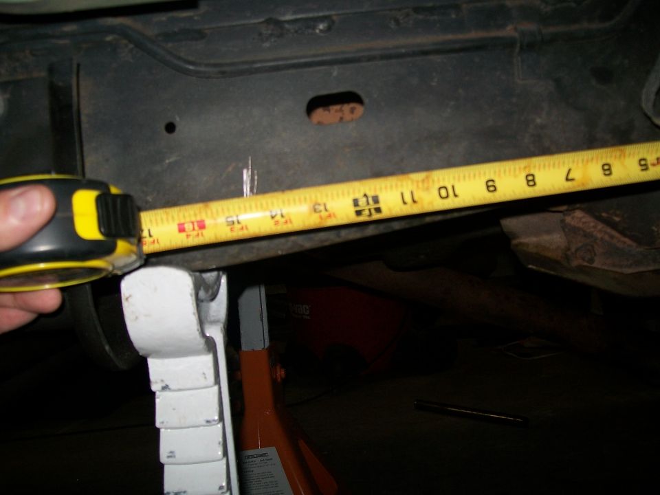 Where the front bottom hole needs to be installed... exactly 15 inches from the rear bottom hole of the stock bracket.