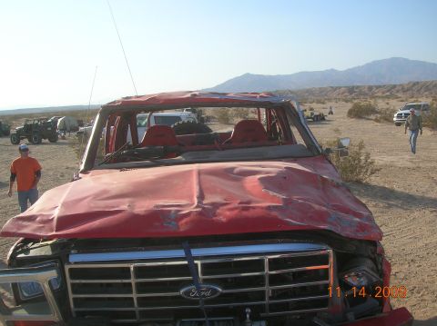 1985 Ford Bronco - This 1985 Ford Bronco has sustained significant damage to its front end.