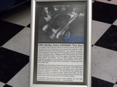 1986 Ford Bronco II - This document details the history and specifications of the 1962 Shelby Cobra CSX2000, also known as "The One."