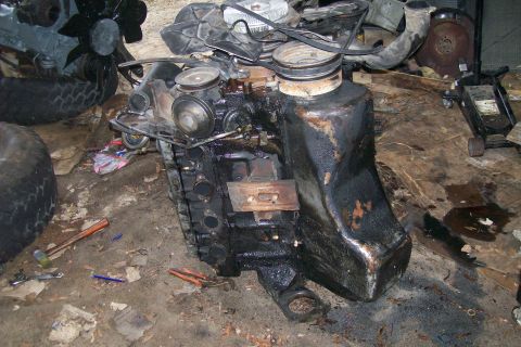 1992 Ford C-350 (Centurion Conversions) - Old engine on it's back.