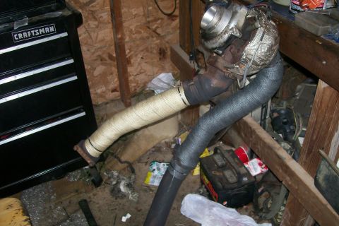 1992 Ford C-350 (Centurion Conversions) - Got the turbo pipes wrapped. Unfortunately, I was unable to install the engine and the turbo and with the pipes installed.
