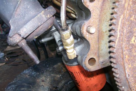 1992 Ford C-350 (Centurion Conversions) - Fittings to run the oil from the block up to the turbo.