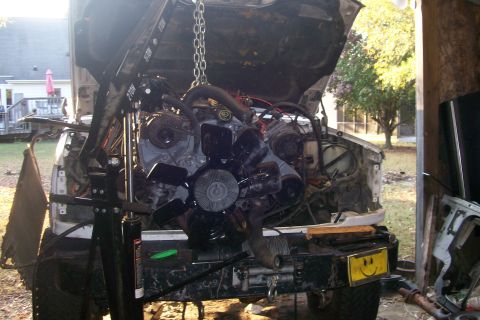 1992 Ford C-350 (Centurion Conversions) - Engine getting ready to go in.
