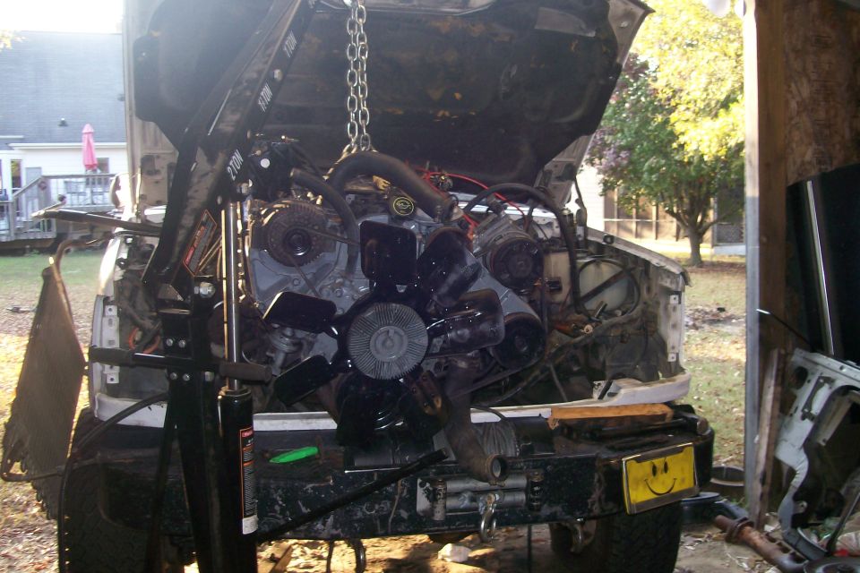 Engine getting ready to go in.