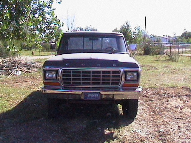 Front view of a 1979 Ford F-250 pickup truck parked outdoors