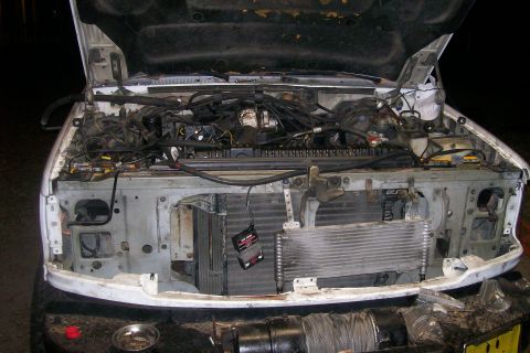1992 Ford C-350 (Centurion Conversions) - Getting the front clip back on.