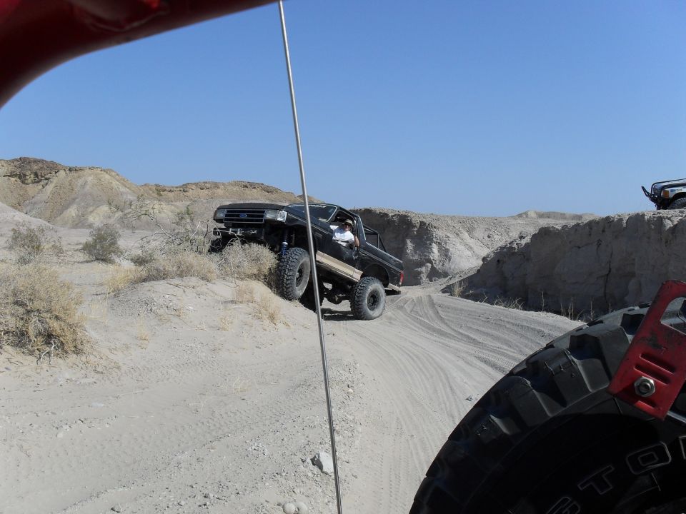 Bronco trying to make a Jeep turn