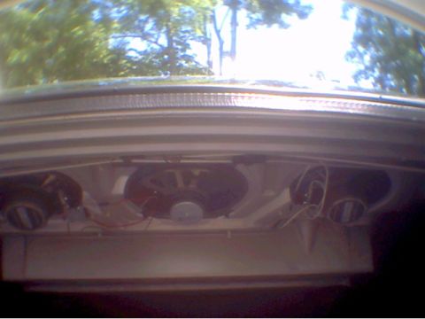1997 Ford Taurus - Ok, here's a good shot of our custom "center channel" speaker. Taurus's are built with another speaker hole in between the two regular ones…