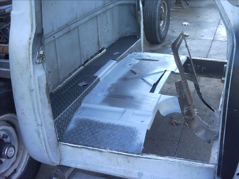 1954 Ford F-100 - 11-03-08: I also did a lot of clean up with a grinder, flap wheel and wire brush on the rear floor section. Then I sprayed some weld thru p…