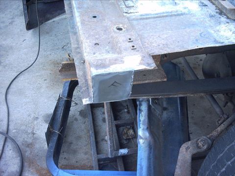 1954 Ford F-100 - 10-16-08: Today I did some work on the floor. I started out cleaning up the ends of the floor with the grinder. Then I made up a template f…
