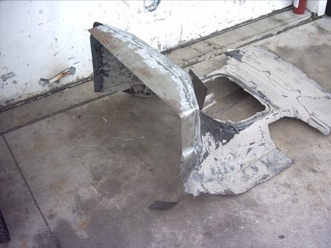 1954 Ford F-100 - 5-25-09: After I finished the welding I started grinding down the welds. I still have a ways to go but it's looking ok. I need to go back o…