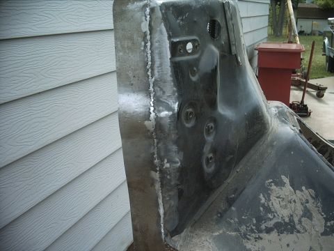 1954 Ford F-100 - 5-25-09: After I got the one side welded I did a quick pass with the grinder. Still need to do a little more welding and more grinding.
