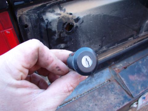 1983 Ford Bronco - 7 years after swapping this tailgate on, I finally got the lock cylinder keyed, and I had a black bezel installed (not that much of it will…