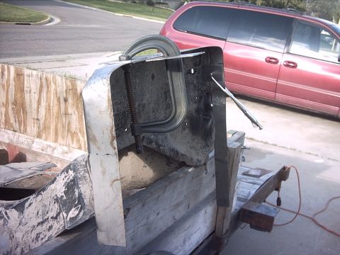 1954 Ford F-100 - 5-17-09: After I pulled all the gauges back out and put them away I marked out the other panel for the extension for the firewall recess. T…