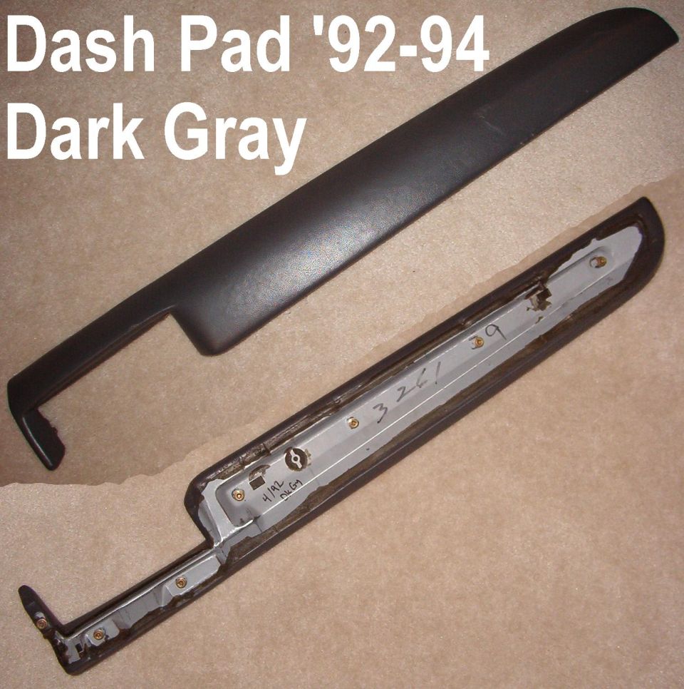 Dark gray dash pad cap for 1992-94 truck, front and back views
