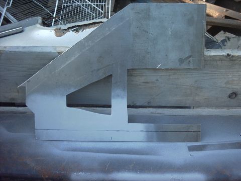 1954 Ford F-100 - 5-03-09: After the panel cooled down I sprayed the bare metal with some primer to slow down the rusting.