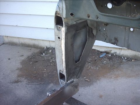 1954 Ford F-100 - 5-03-09: Now it was time to weld in the driver side kick panel plate. I clamped the panel in place. I did a few tack welds, pulled the clam…