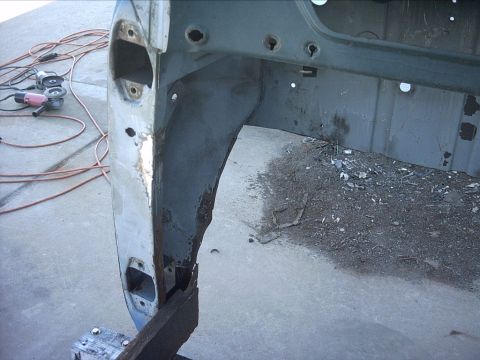 1954 Ford F-100 - 4-15-09: Last summer or fall I removed the original cab mounts and all the braces in the kick panel areas. This was what I was left with.