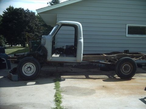 1954 Ford F-100 - 8-09-08: Moved the cab back forward. I will be installing the front clip so I can finally get the final positioning done on the cab and sta…
