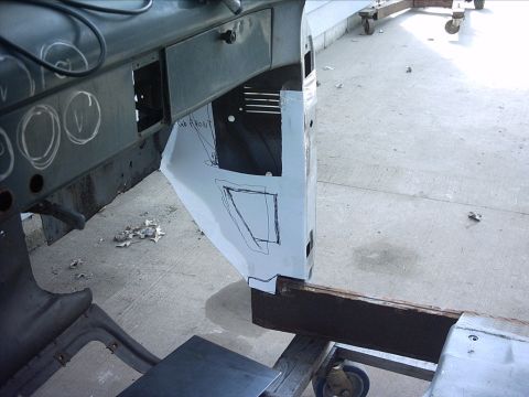 1954 Ford F-100 - 4-17-09: Next I pulled my template back out for the passenger side plate so I could figure out where to locate the access holes. And this i…