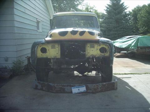 1954 Ford F-100 - 8-10-08: Big surprise the openings in the valance didn't fit over the frame and bumper brackets. And the grill teeth were hitting the top o…