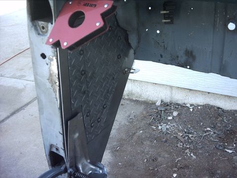 1954 Ford F-100 - 4-17-09: Today went ok, almost. I started by figuring out were I wanted to locate the mounting bolts for the diamond plate cover. Then I ma…
