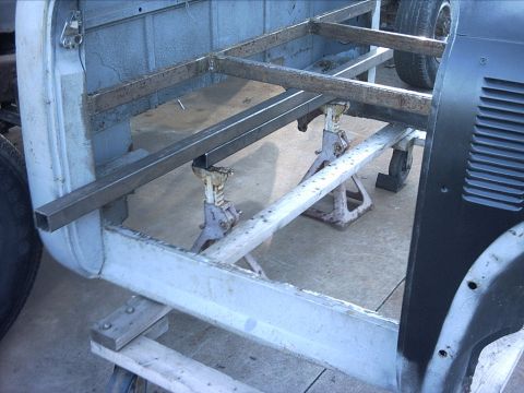 1954 Ford F-100 - 10-15-08: I also started to lay out the rear crossmember that I'm fabricating to support the rear floor section. The crossmember piece is t…