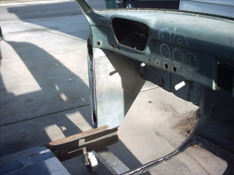 1954 Ford F-100 - 4-15-09: I took the driver side plate did some test fitting, some grinding, a little cutting and got it to pretty much fit. I had to cut a…