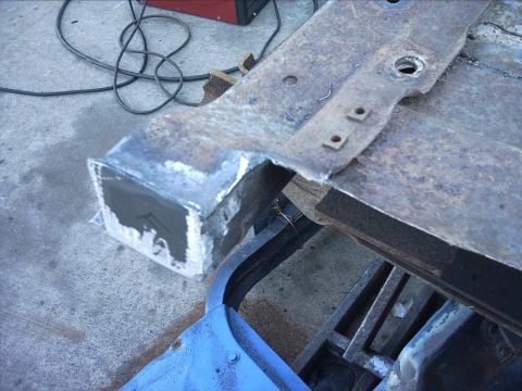 1954 Ford F-100 - 10-16-08: Next I cut out another small section of the floor. I did a little more welding. Then I broke out the grinder and ground the welds…